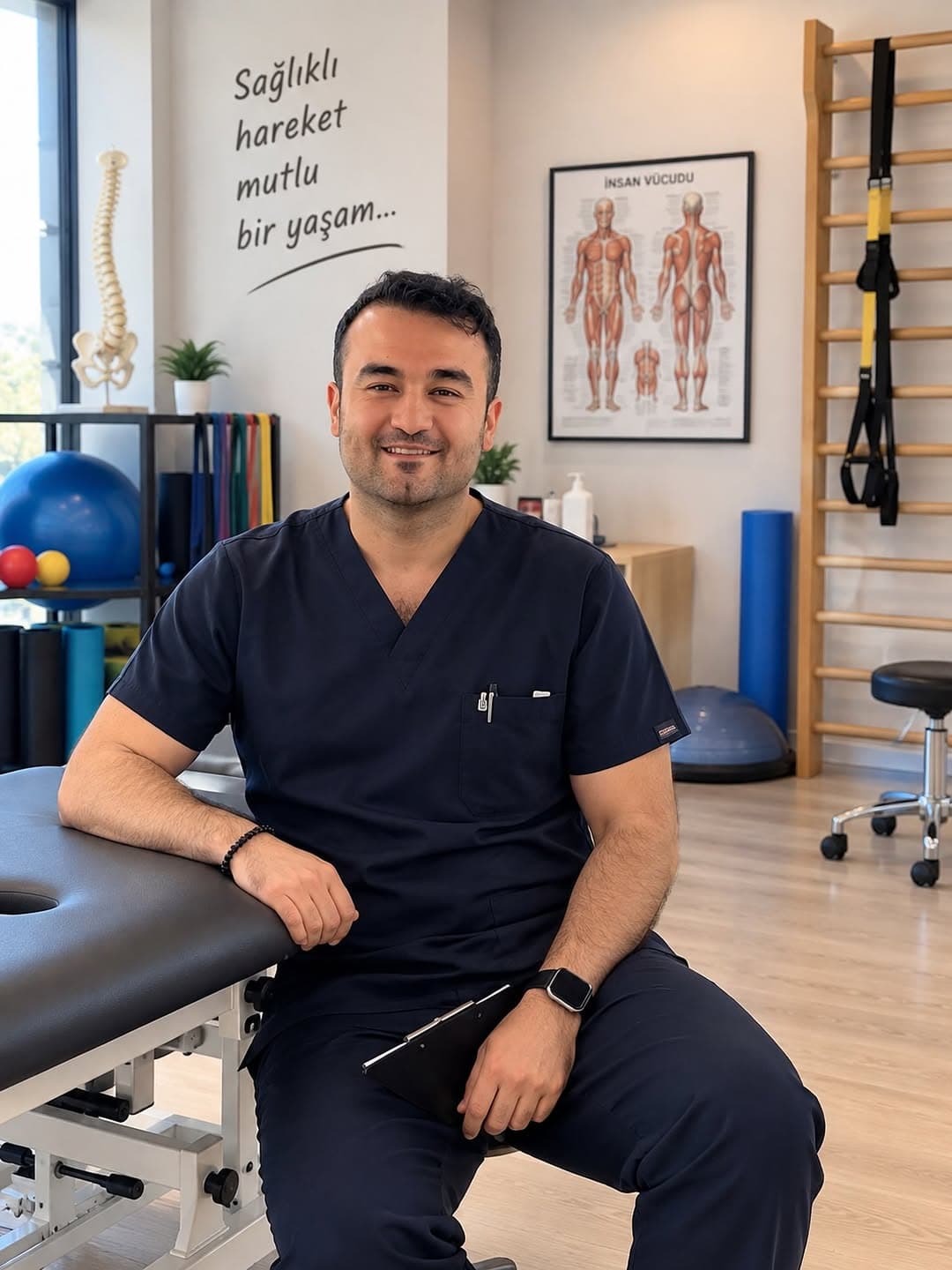 Fizyoterapist Yasir Şaşmaz, çalışma ortamında